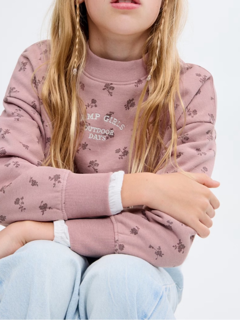 Mango Girls Floral Print Sweatshirt Size 7-8
